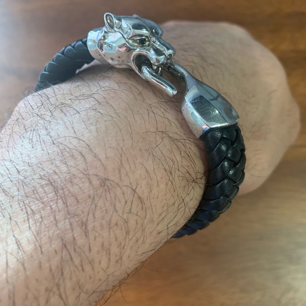 Effy Men's 925 Sterling Silver leather bracelet